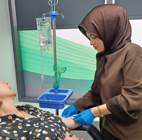 Lady getting IV Vitamin Drips